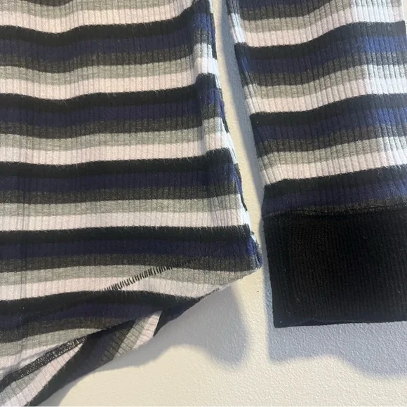 FREE PEOPLE Good on You Grey Multi Striped Three Quarter Sleeve Tee - Picture 8 of 14